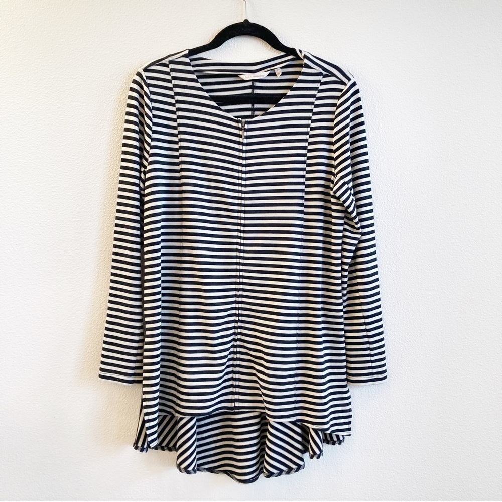 Soft Surroundings Calista Zip Tunic Top Striped Back White Longline Size Medium